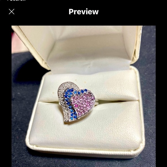 SALE ✅ NEW  14 KARATS WHITE GOLD RING WITH DIAMONDS,SAPPHIRE,PINK QTS - Picture 10 of 13
